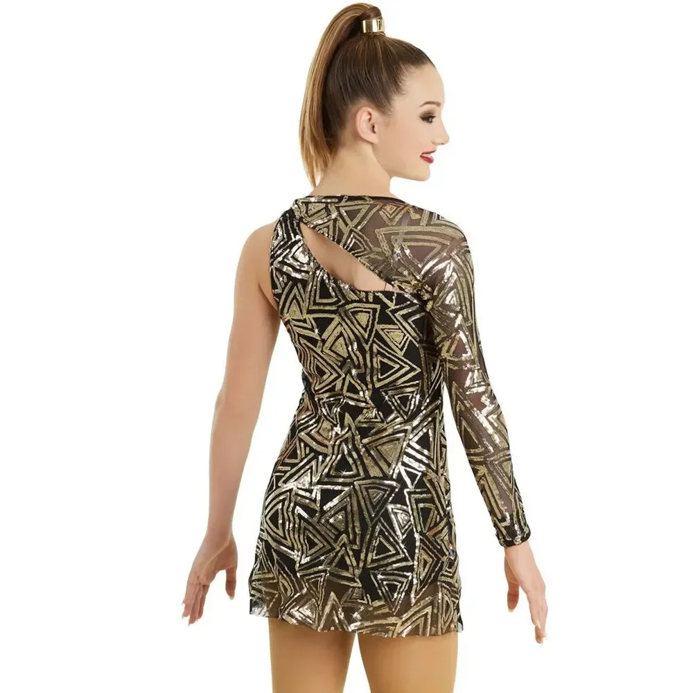 Pre-Owned Dance Costume Large Child Gold Weissman 11330 Jazz Contemporary Acro